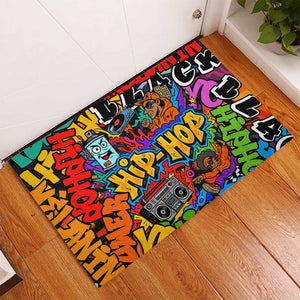 Hip Hop Graffiti African Rubber Doormat Black Melanin Text and Urban Street Art - African Pride