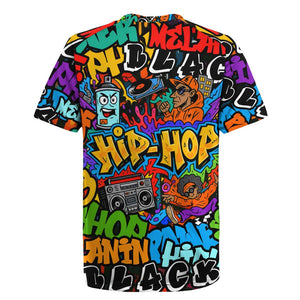 Hip Hop Graffiti African Rugby Jersey Black Melanin Text and Urban Street Art - African Pride