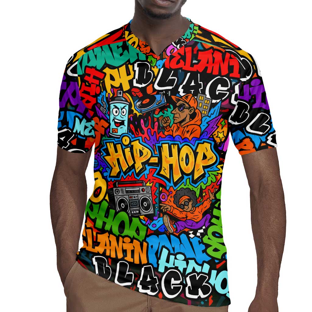 Hip Hop Graffiti African Rugby Jersey Black Melanin Text and Urban Street Art - African Pride