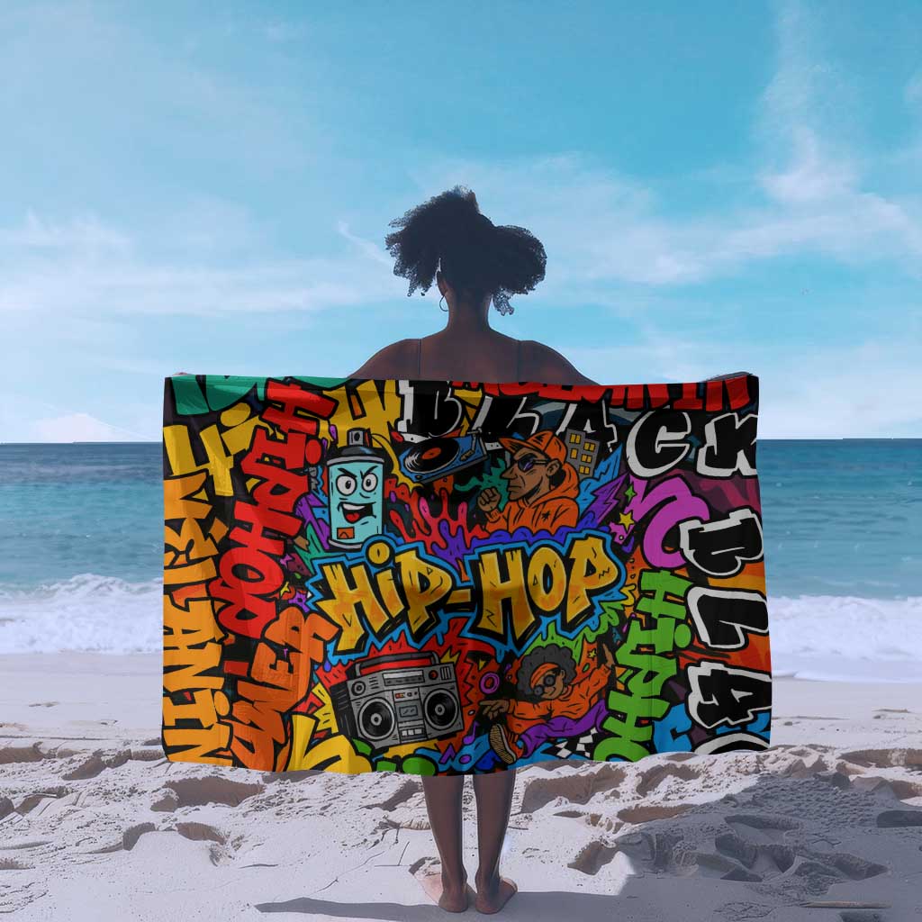 Hip Hop Graffiti African Sarong Black Melanin Text and Urban Street Art - African Pride