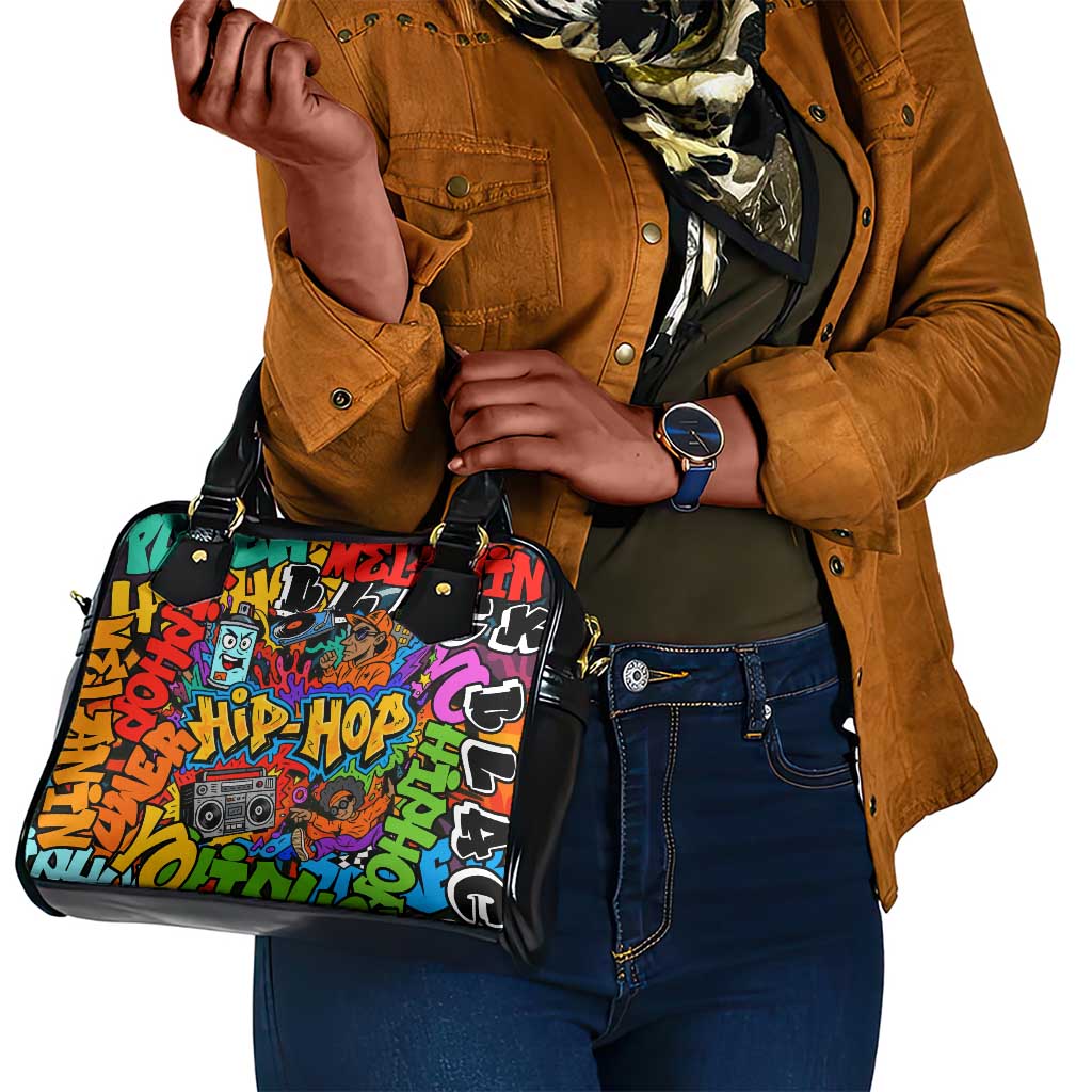 Hip Hop Graffiti African Shoulder Handbag Black Melanin Text and Urban Street Art - African Pride