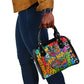 Hip Hop Graffiti African Shoulder Handbag Black Melanin Text and Urban Street Art - African Pride