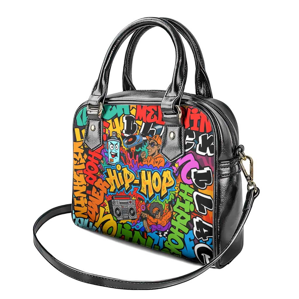 Hip Hop Graffiti African Shoulder Handbag Black Melanin Text and Urban Street Art - African Pride