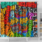 Hip Hop Graffiti African Shower Curtain Black Melanin Text and Urban Street Art - African Pride