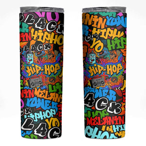 Hip Hop Graffiti African Skinny Tumbler Black Melanin Text and Urban Street Art - African Pride