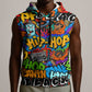 Hip Hop Graffiti African Sleeveless Hoodie Black Melanin Text and Urban Street Art - African Pride