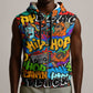 Hip Hop Graffiti African Sleeveless Zip Hoodie Black Melanin Text and Urban Street Art - African Pride