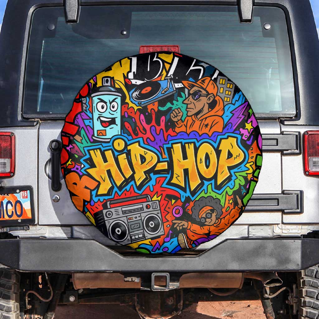 Hip Hop Graffiti African Spare Tire Cover Black Melanin Text and Urban Street Art - African Pride