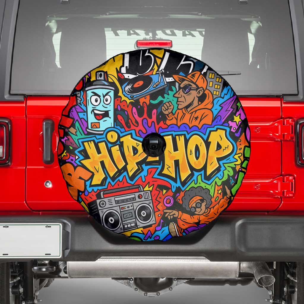 Hip Hop Graffiti African Spare Tire Cover Black Melanin Text and Urban Street Art - African Pride