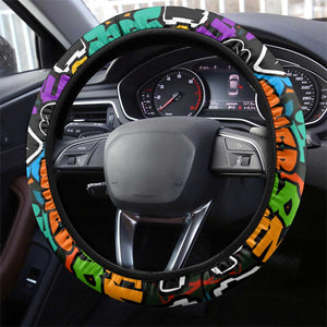 Hip Hop Graffiti African Steering Wheel Cover Black Melanin Text and Urban Street Art - African Pride