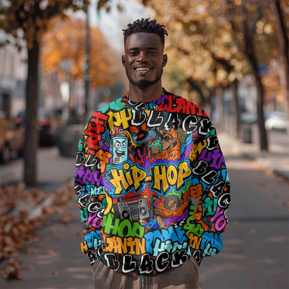Hip Hop Graffiti African Sweatshirt Black Melanin Text and Urban Street Art - African Pride