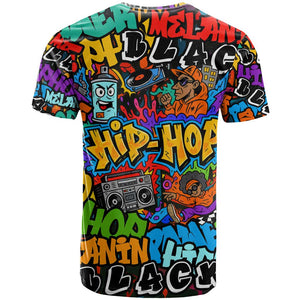 Hip Hop Graffiti African T shirt Black Melanin Text and Urban Street Art - African Pride