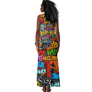 Hip Hop Graffiti African Tank Maxi Dress Black Melanin Text and Urban Street Art - African Pride