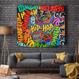 Hip Hop Graffiti African Tapestry Black Melanin Text and Urban Street Art - African Pride