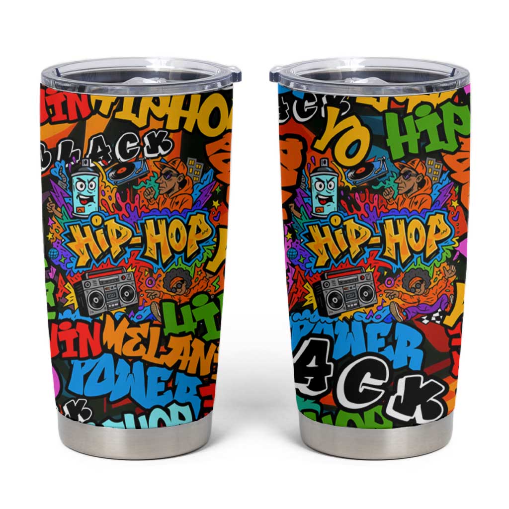Hip Hop Graffiti African Tumbler Cup Black Melanin Text and Urban Street Art - African Pride