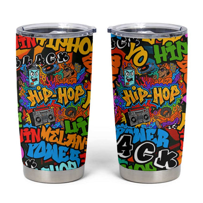 Hip Hop Graffiti African Tumbler Cup Black Melanin Text and Urban Street Art - African Pride