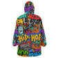 Hip Hop Graffiti African Wearable Blanket Hoodie Black Melanin Text and Urban Street Art - African Pride