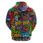 Hip Hop Graffiti African Zip Hoodie Black Melanin Text and Urban Street Art - African Pride