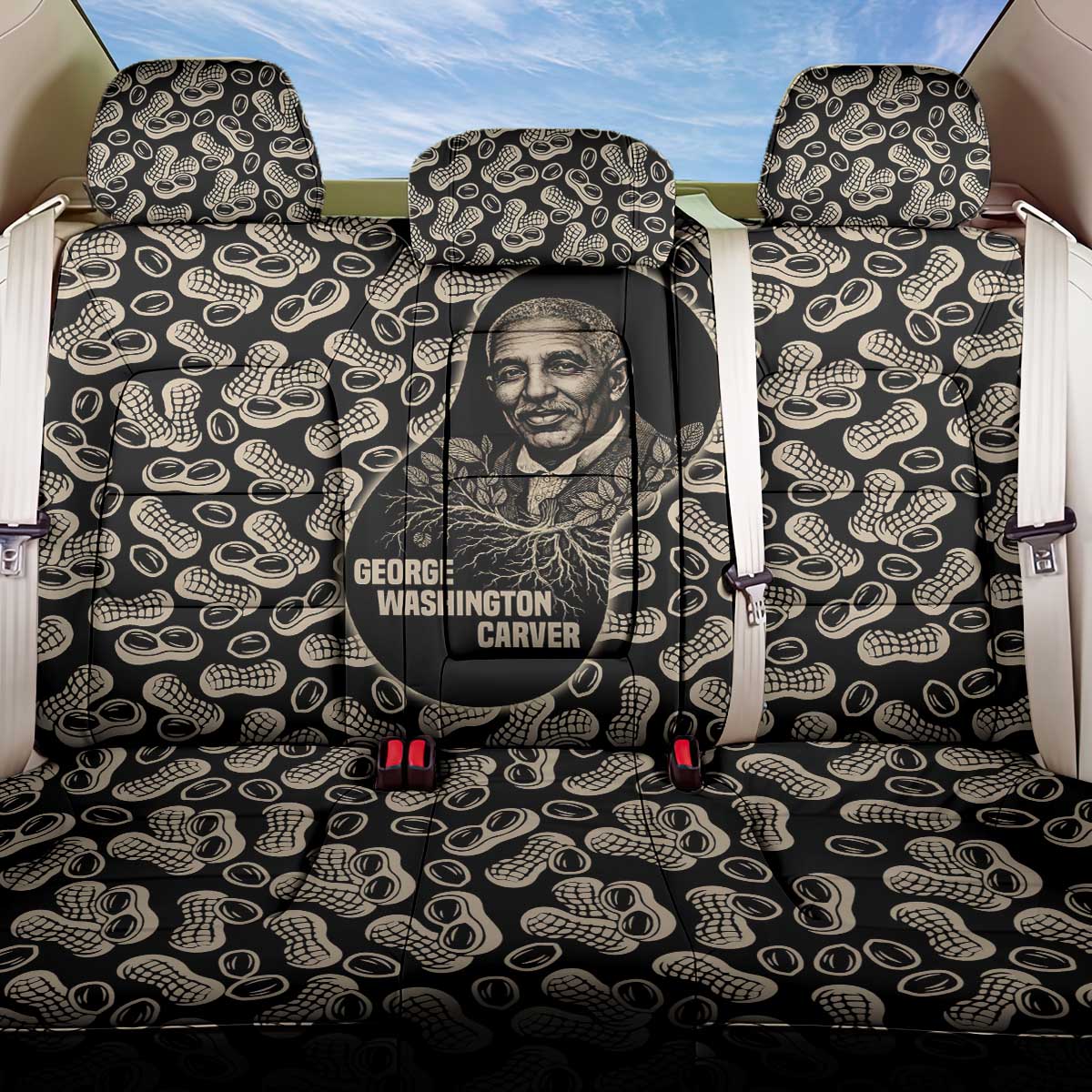 George Washington Carver Back Car Seat Cover Peanut From Soil Comes Knowledge Quote and Agricultural Roots - African Pride
