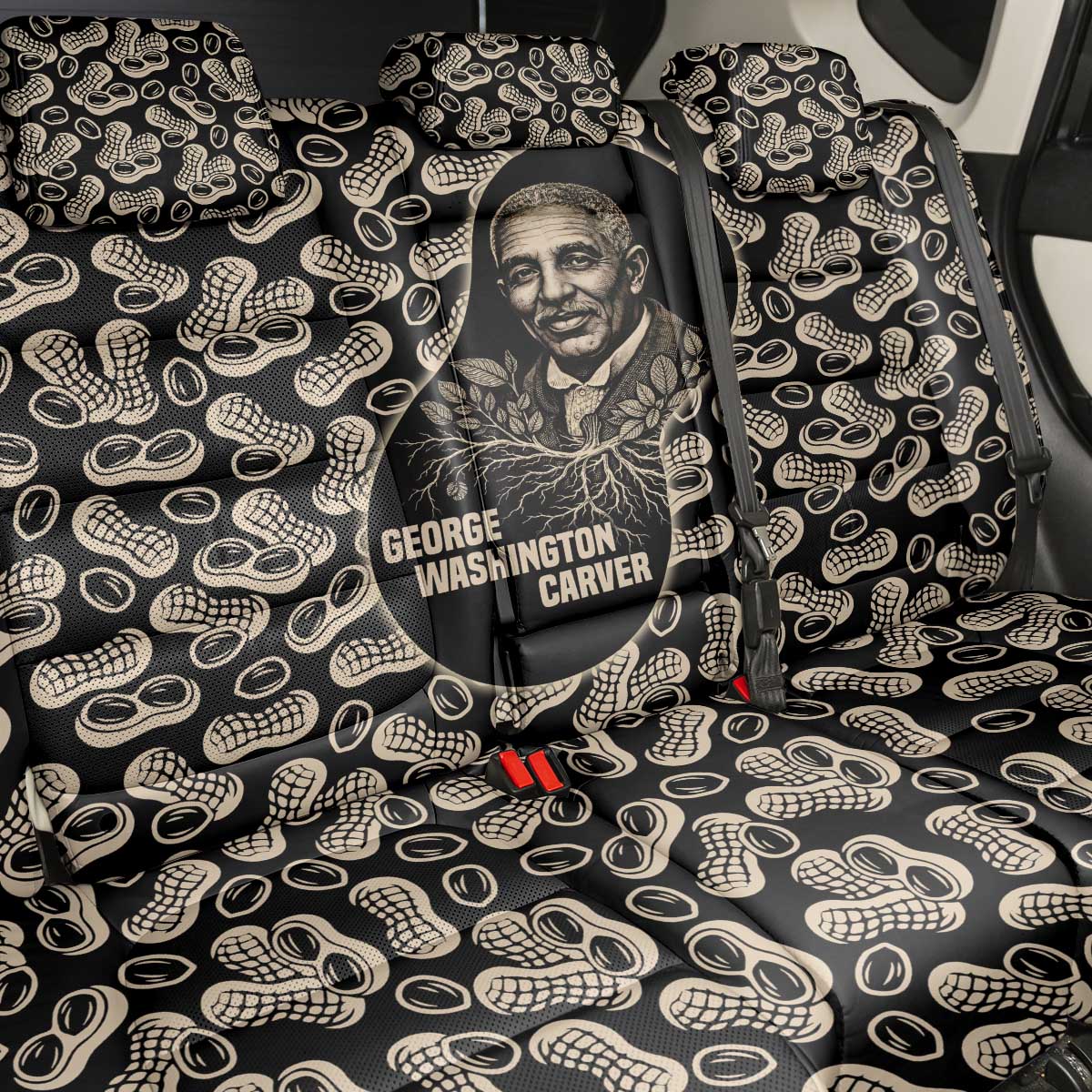 George Washington Carver Back Car Seat Cover Peanut From Soil Comes Knowledge Quote and Agricultural Roots - African Pride