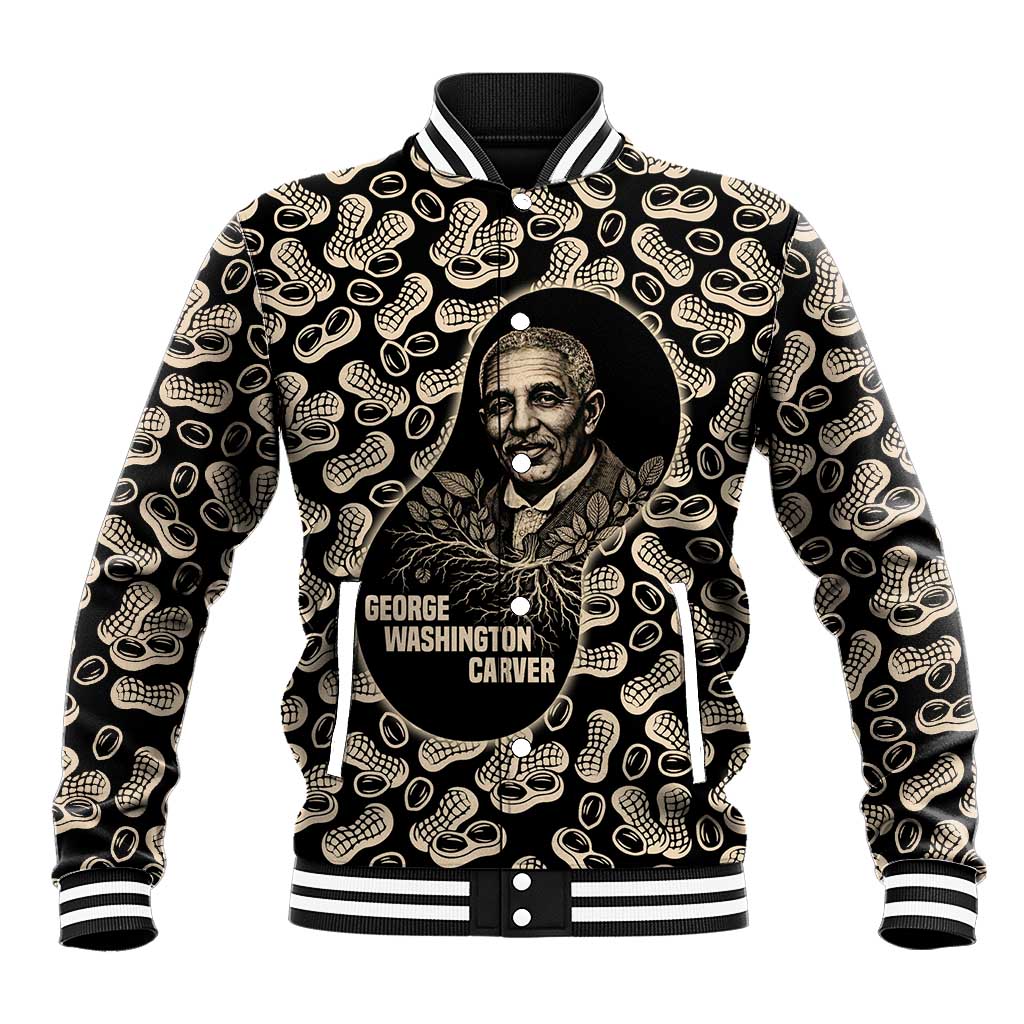George Washington Carver Baseball Jacket Peanut From Soil Comes Knowledge Quote and Agricultural Roots - African Pride