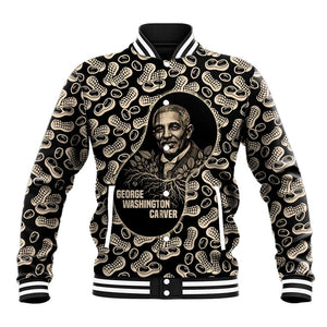George Washington Carver Baseball Jacket Peanut From Soil Comes Knowledge Quote and Agricultural Roots - African Pride