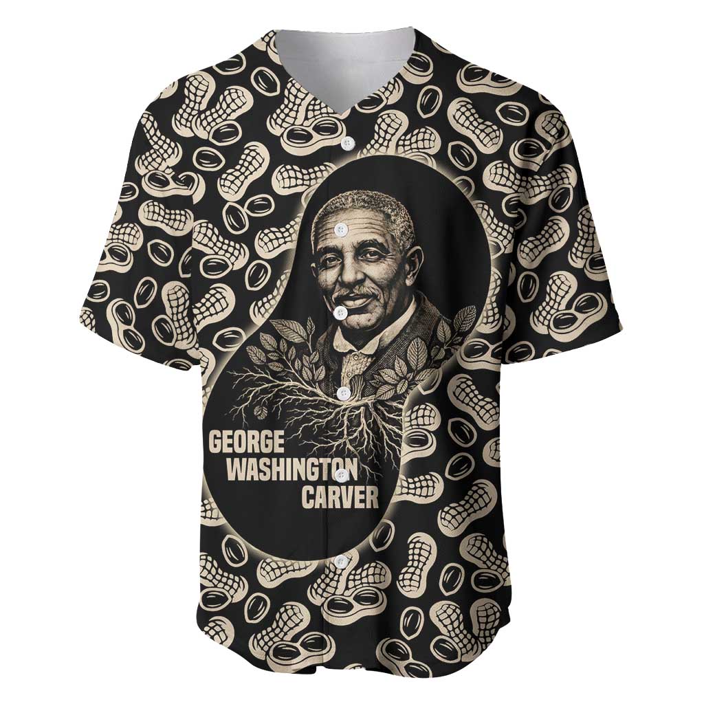 George Washington Carver Baseball Jersey Peanut From Soil Comes Knowledge Quote and Agricultural Roots - African Pride