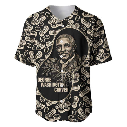 George Washington Carver Baseball Jersey Peanut From Soil Comes Knowledge Quote and Agricultural Roots - African Pride