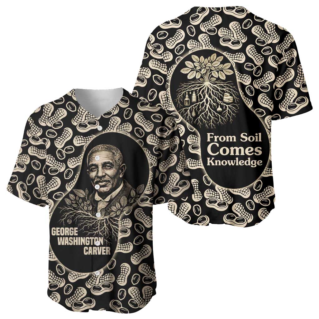 George Washington Carver Baseball Jersey Peanut From Soil Comes Knowledge Quote and Agricultural Roots - African Pride