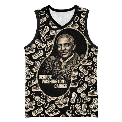 George Washington Carver Basketball Jersey Peanut From Soil Comes Knowledge Quote and Agricultural Roots - African Pride