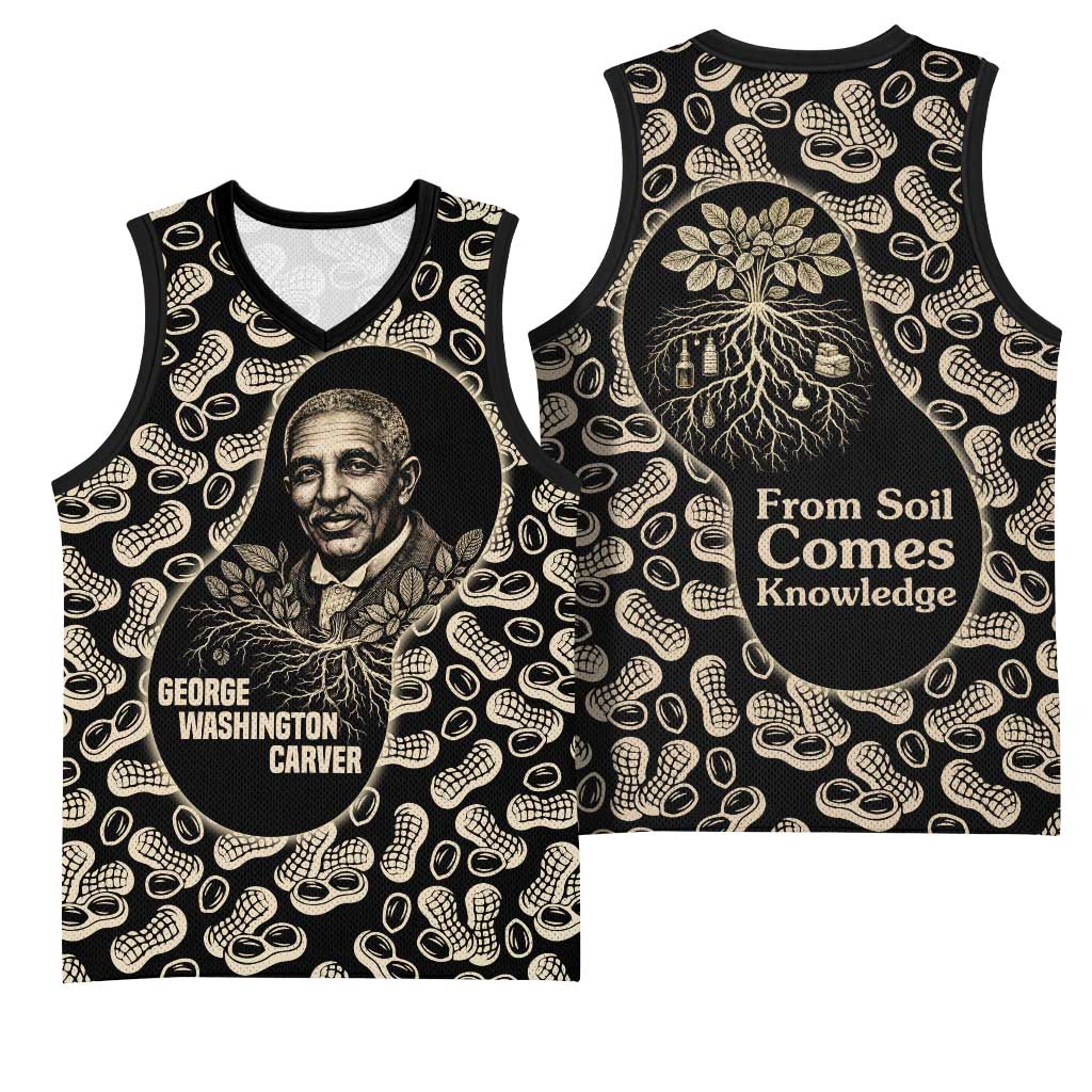 George Washington Carver Basketball Jersey Peanut From Soil Comes Knowledge Quote and Agricultural Roots - African Pride