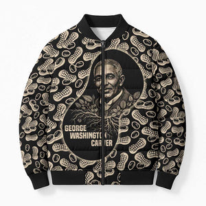 George Washington Carver Bomber Puffer Jacket Peanut From Soil Comes Knowledge Quote and Agricultural Roots - African Pride