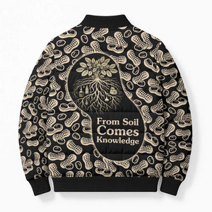 George Washington Carver Bomber Puffer Jacket Peanut From Soil Comes Knowledge Quote and Agricultural Roots - African Pride