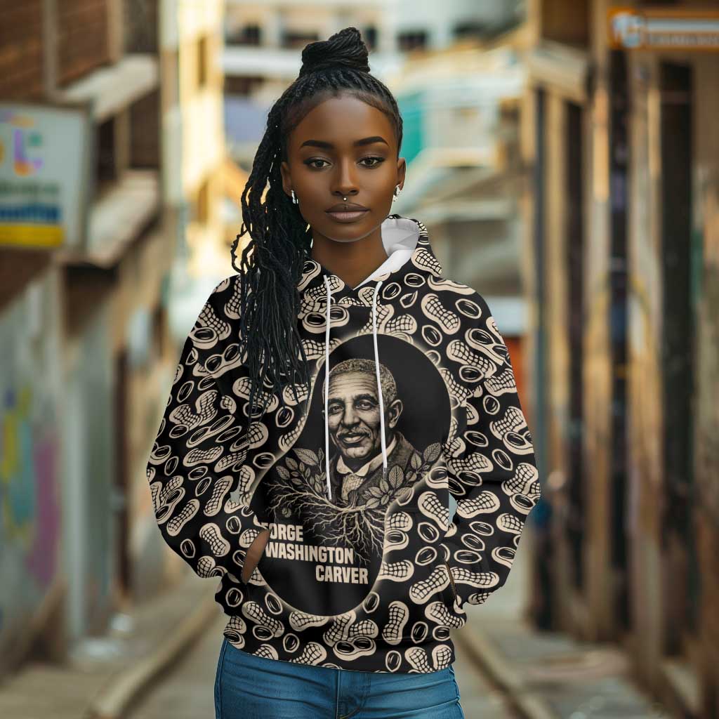 George Washington Carver Hoodie Peanut From Soil Comes Knowledge Quote and Agricultural Roots - African Pride