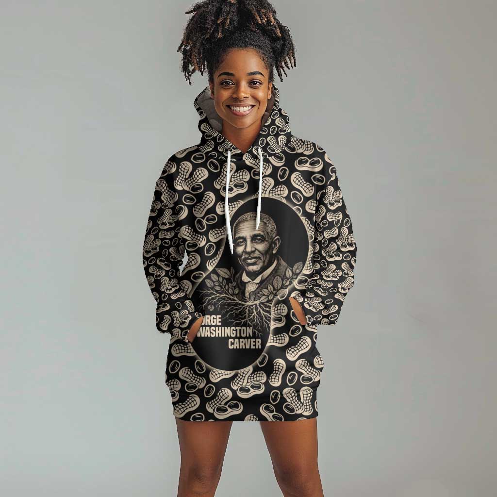 George Washington Carver Hoodie Dress Peanut From Soil Comes Knowledge Quote and Agricultural Roots - African Pride