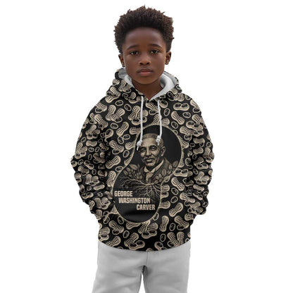 George Washington Carver Kid Hoodie Peanut From Soil Comes Knowledge Quote and Agricultural Roots - African Pride