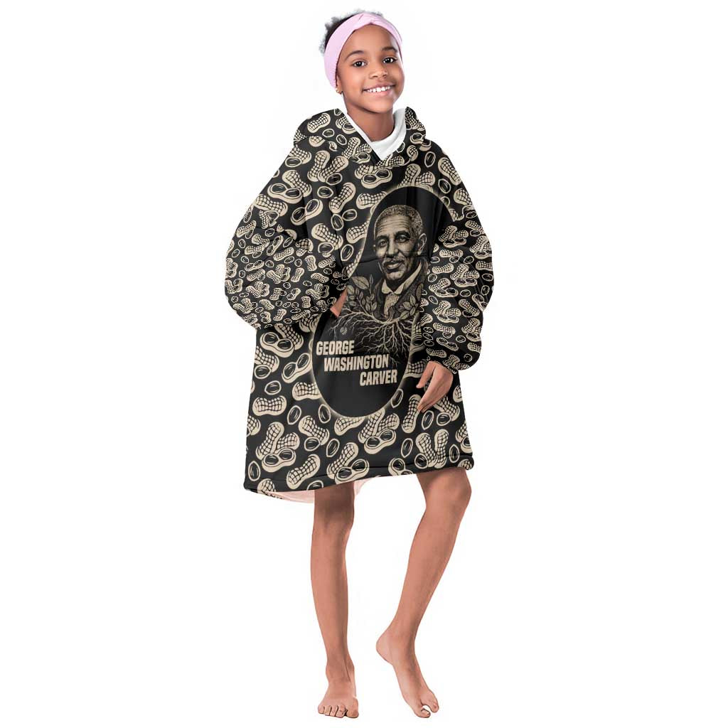 George Washington Carver Kid Wearable Blanket Hoodie Peanut From Soil Comes Knowledge Quote and Agricultural Roots - African Pride