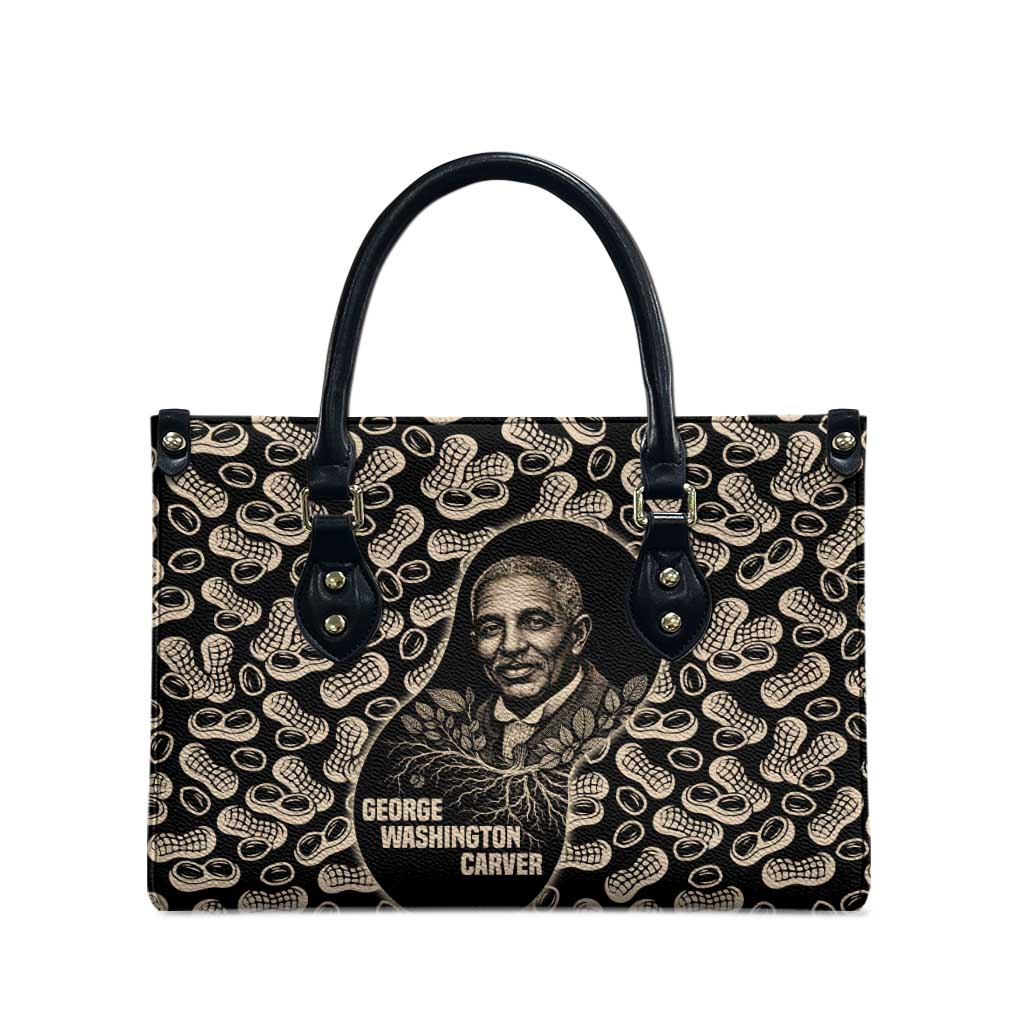 George Washington Carver Leather Bag Peanut From Soil Comes Knowledge Quote and Agricultural Roots - African Pride