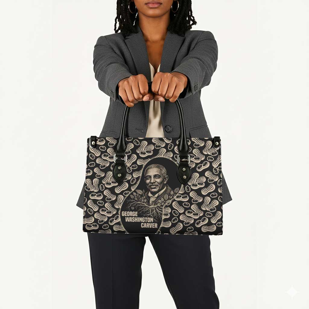 George Washington Carver Leather Bag Peanut From Soil Comes Knowledge Quote and Agricultural Roots - African Pride
