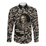 George Washington Carver Long Sleeve Button Shirt Peanut From Soil Comes Knowledge Quote and Agricultural Roots - African Pride