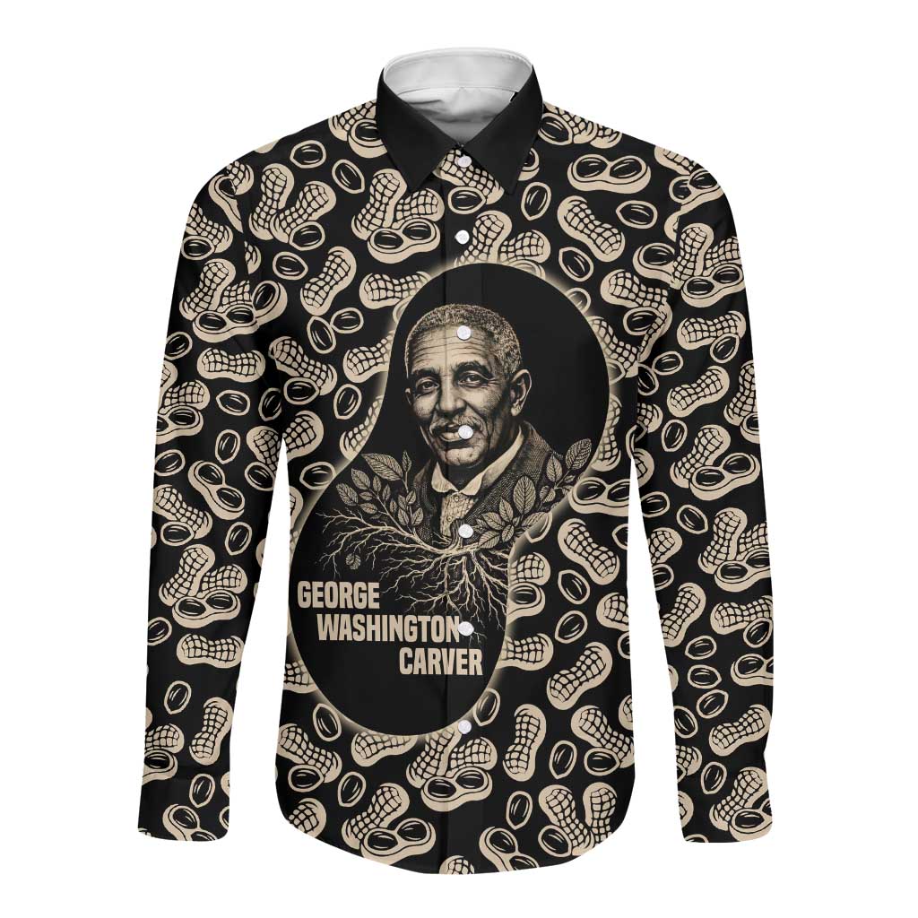 George Washington Carver Long Sleeve Button Shirt Peanut From Soil Comes Knowledge Quote and Agricultural Roots - African Pride