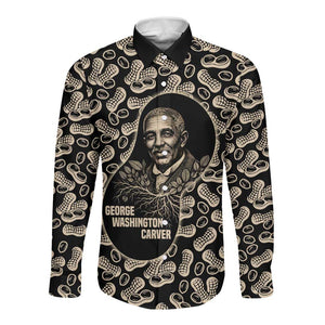 George Washington Carver Long Sleeve Button Shirt Peanut From Soil Comes Knowledge Quote and Agricultural Roots - African Pride