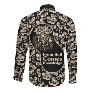 George Washington Carver Long Sleeve Button Shirt Peanut From Soil Comes Knowledge Quote and Agricultural Roots - African Pride
