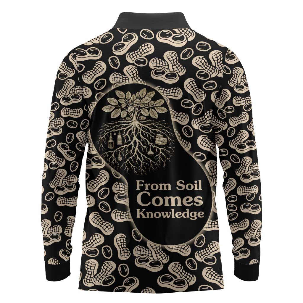 George Washington Carver Long Sleeve Polo Shirt Peanut From Soil Comes Knowledge Quote and Agricultural Roots - African Pride