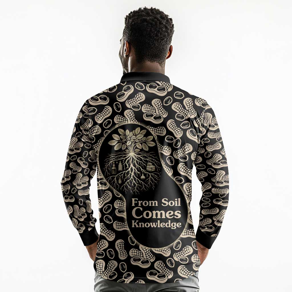George Washington Carver Long Sleeve Polo Shirt Peanut From Soil Comes Knowledge Quote and Agricultural Roots - African Pride