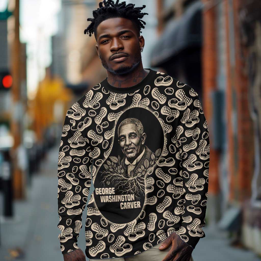 George Washington Carver Long Sleeve Shirt Peanut From Soil Comes Knowledge Quote and Agricultural Roots - African Pride