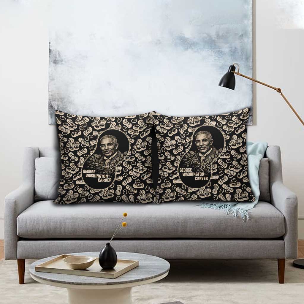 George Washington Carver Pillow Cover Peanut From Soil Comes Knowledge Quote and Agricultural Roots - African Pride