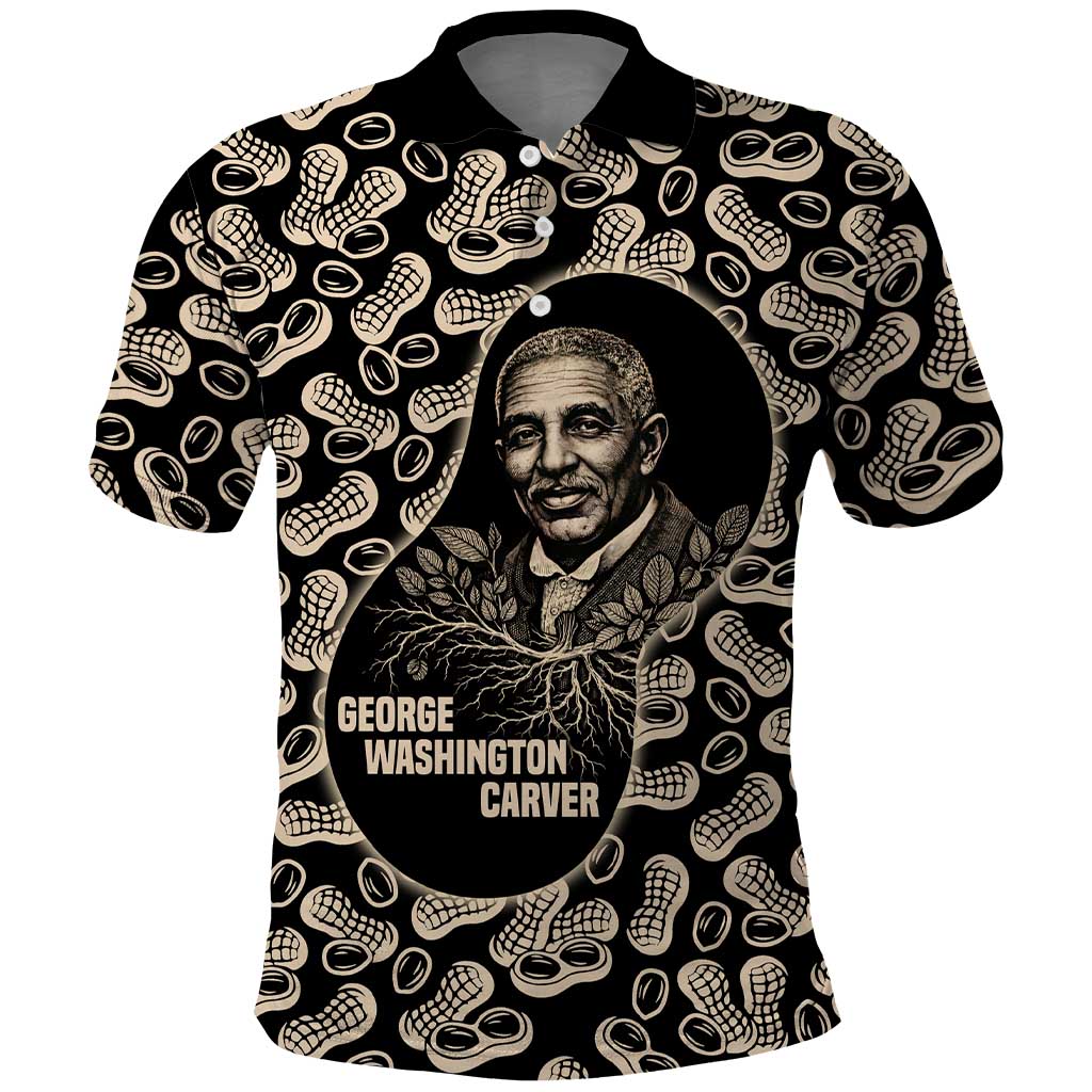 George Washington Carver Polo Shirt Peanut From Soil Comes Knowledge Quote and Agricultural Roots - African Pride