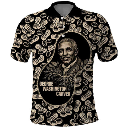 George Washington Carver Polo Shirt Peanut From Soil Comes Knowledge Quote and Agricultural Roots - African Pride