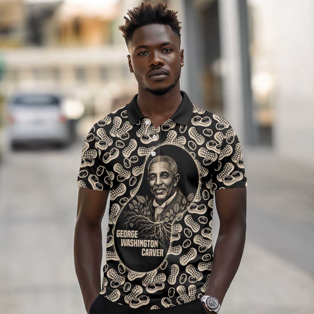 George Washington Carver Polo Shirt Peanut From Soil Comes Knowledge Quote and Agricultural Roots - African Pride